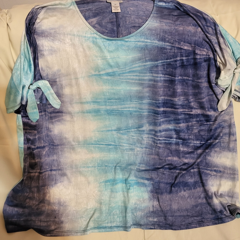 Catherines Blue Tie-Dye Top